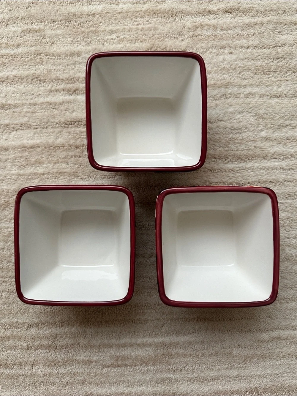 Set of 3 PAMPERED CHEF Simple Additions Stripes Square Bowls Entertaining
